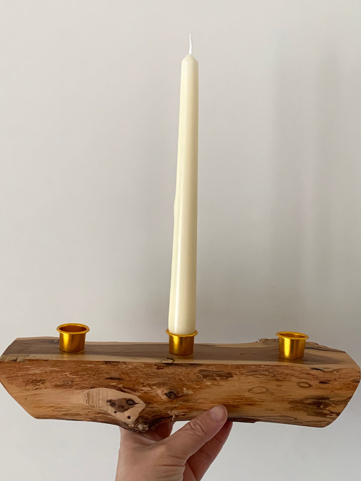 Stunning, handmade wood candleholder.