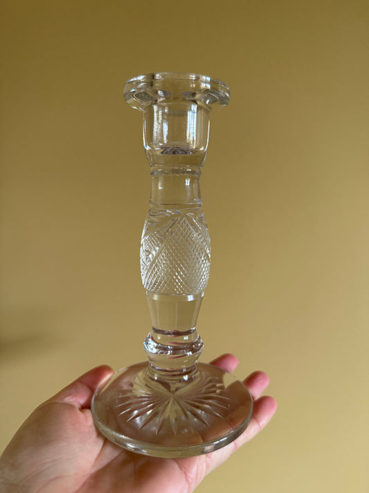 Vintage, crystal candlestick holder.