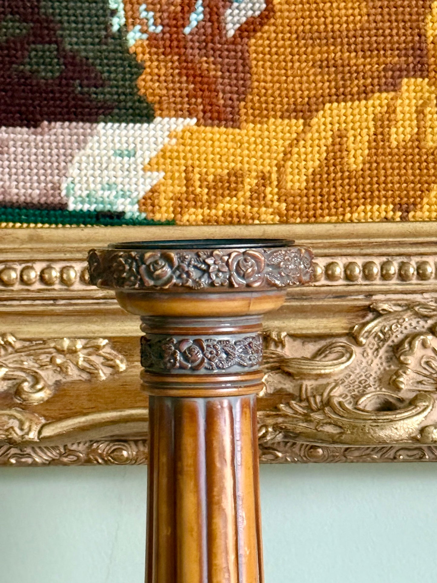 🕯️Vintage Neoclassical Column Pedestals – Ornate Floral Candlestick Pair