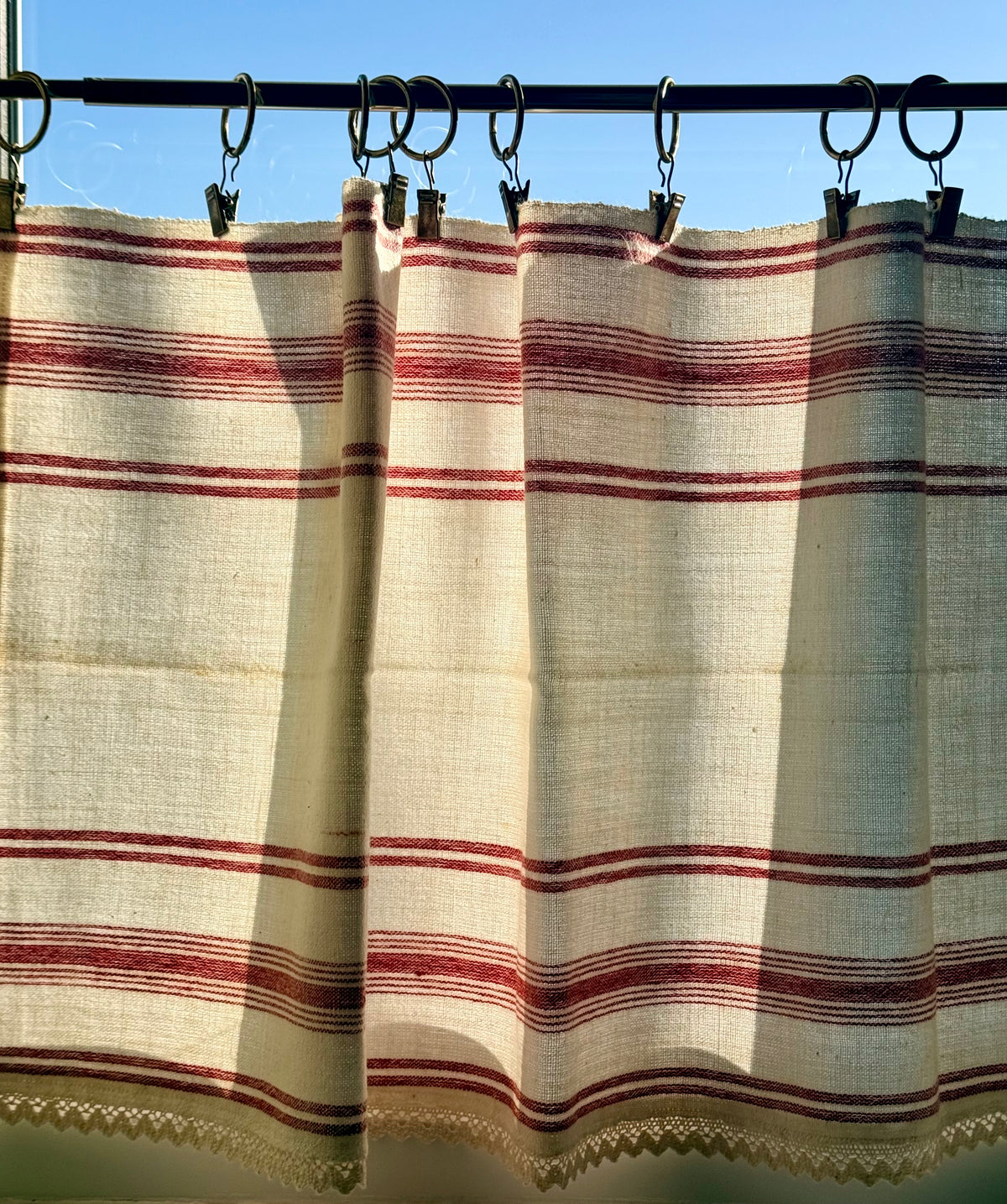 The Old Handmade Café Curtains | Vintage Handwoven Cotton