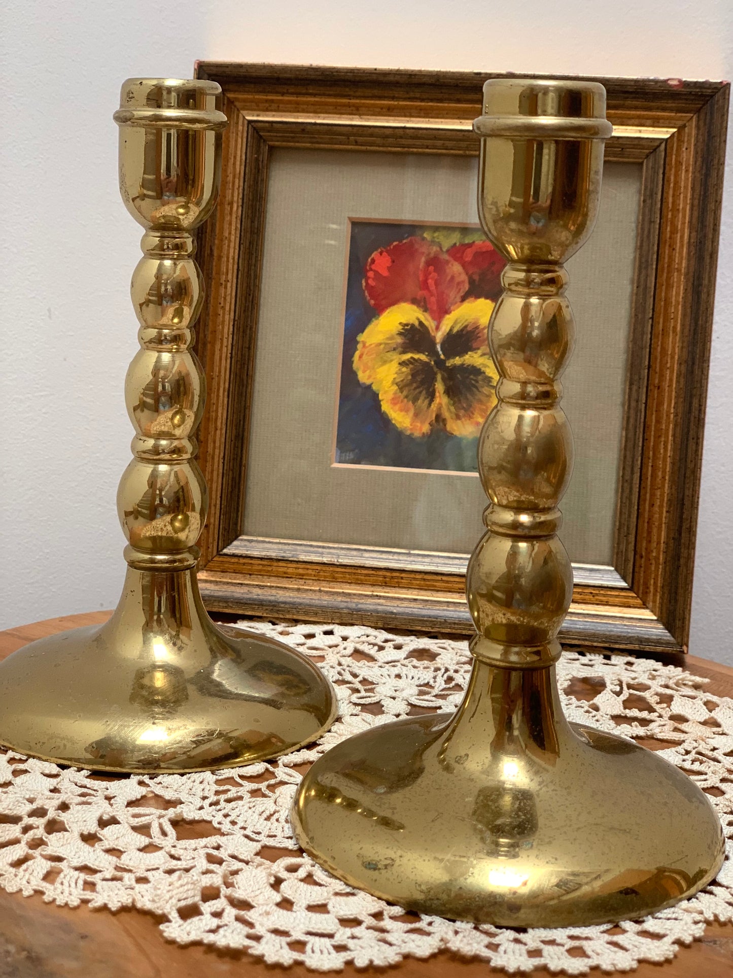 Vintage, elegant, solid brass candlestick holders.