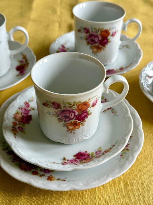 Vintage Mitterteich Bavaria Floral Demitasse – West German Porcelain Espresso set