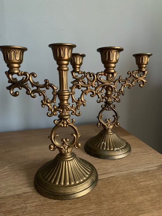 Vintage brass candlesticks.