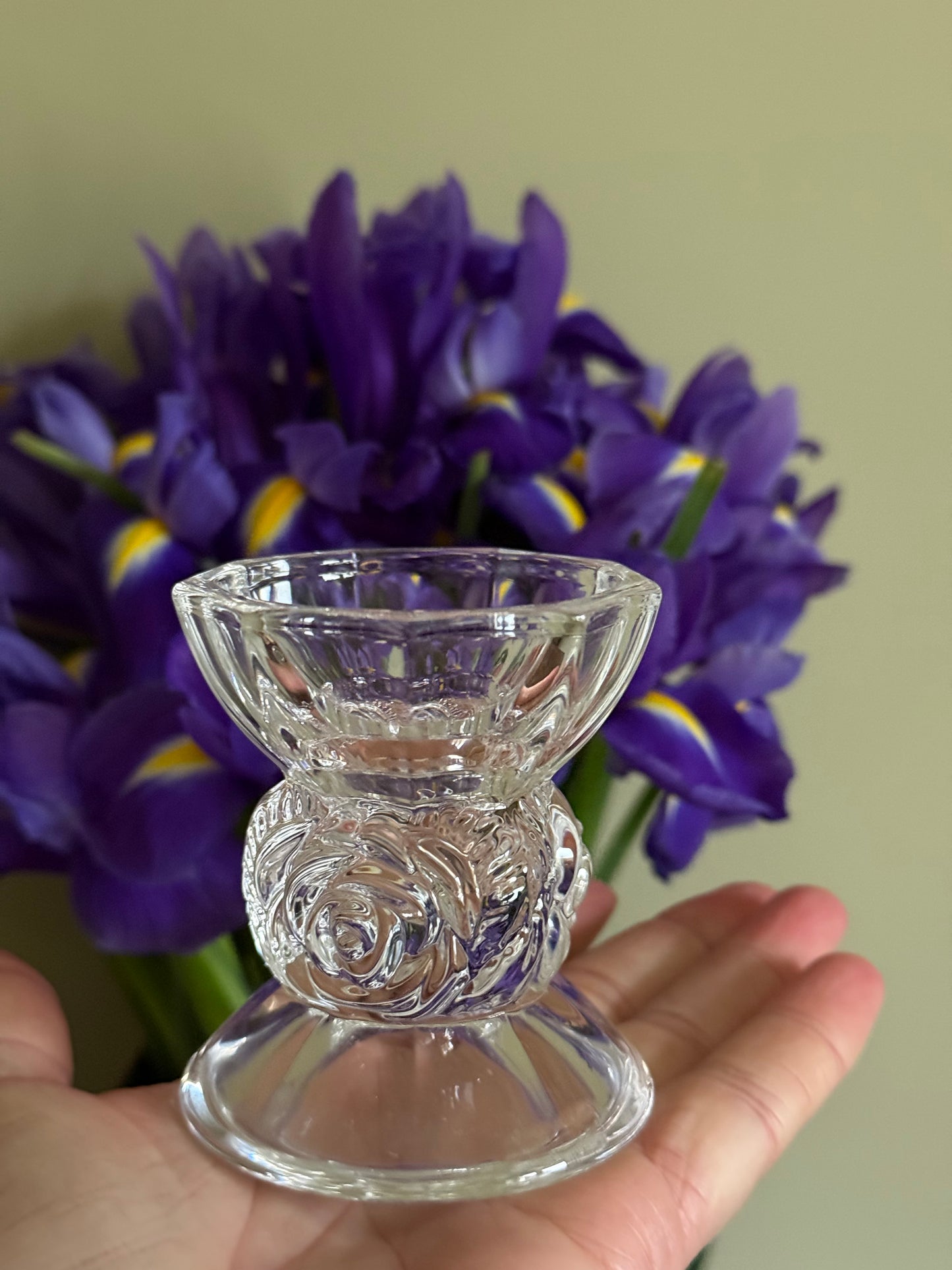 Vintage, crystal candlestick holders.