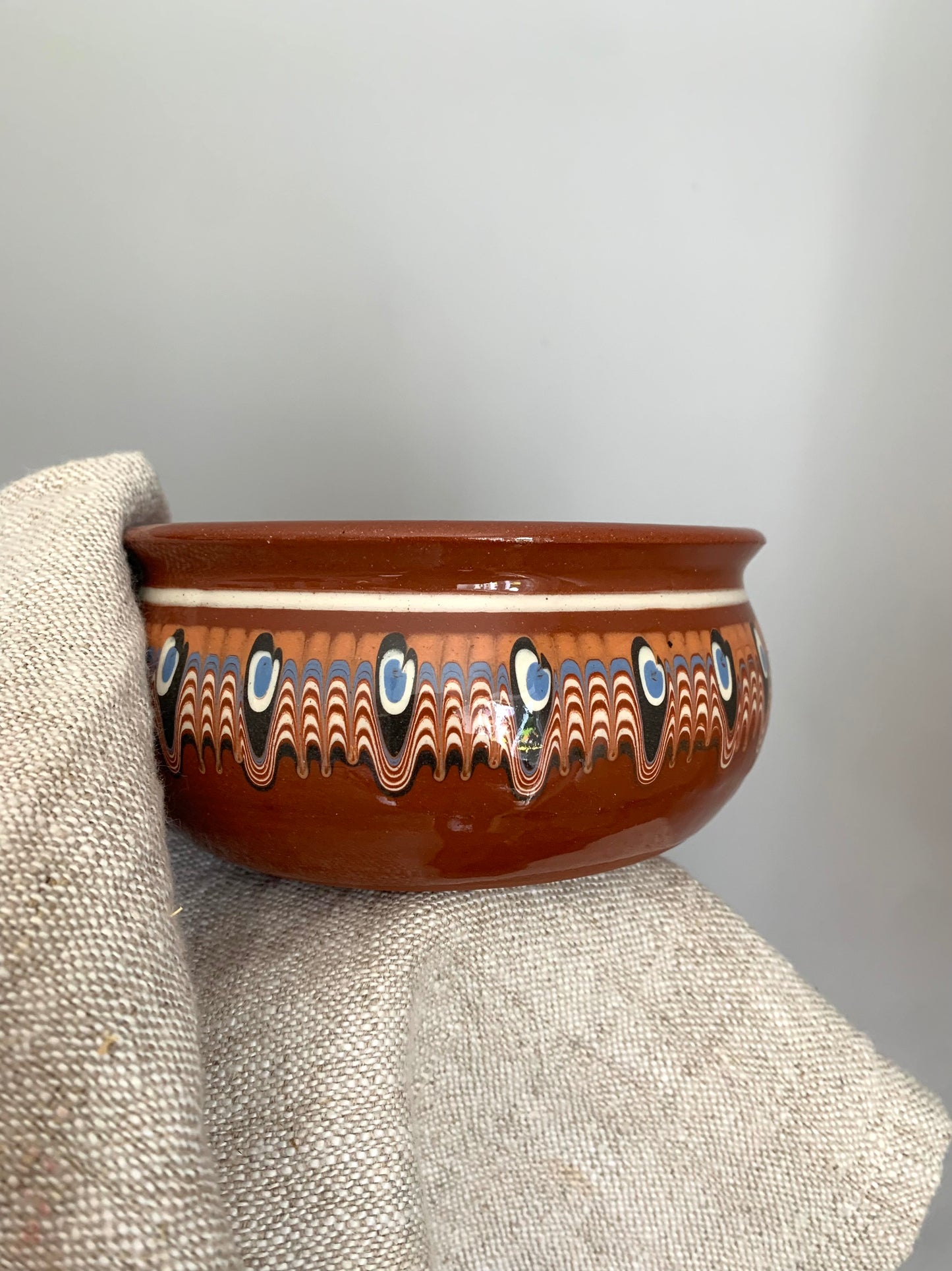 Set of four handmade, ceramic bowls.