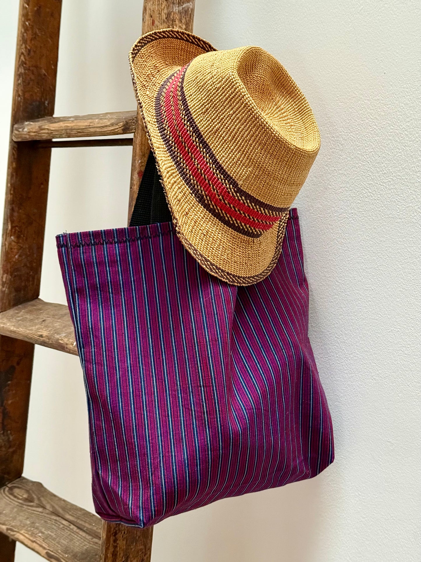 Vintage handwoven cotton tote