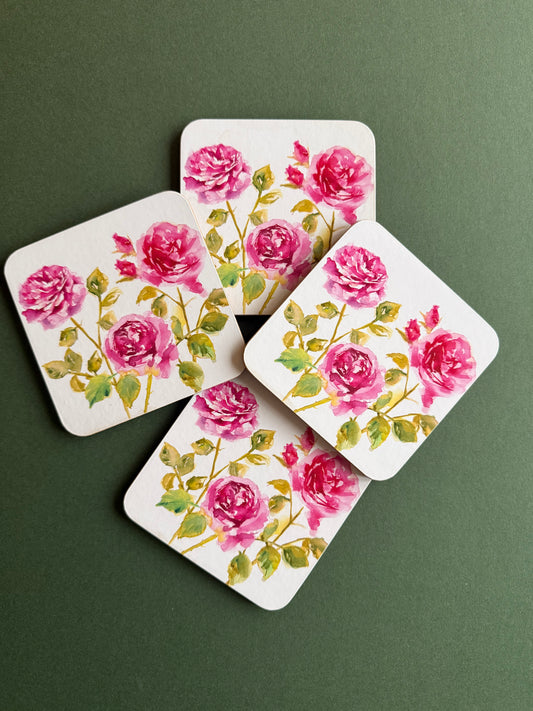 Set of 4 rose coasters.
