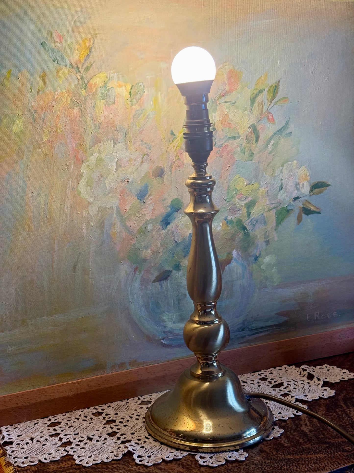 Vintage Solid Brass Table Lamp Base – Made in England – Classic Traditional Bedside Light