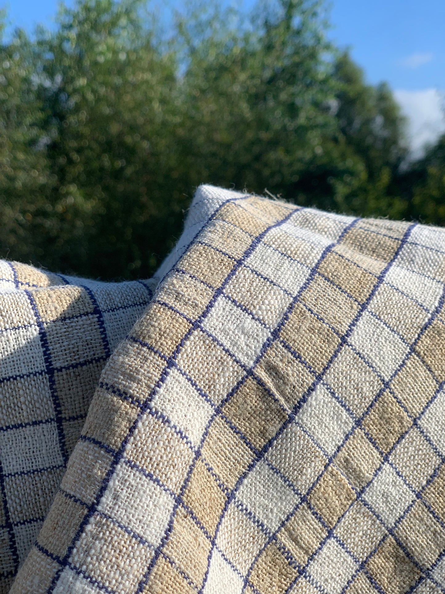 Antique, authentic, handwoven rustic linen / hemp table runner.