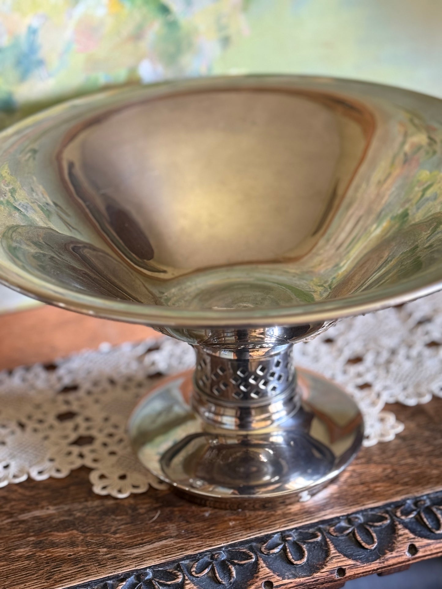 Vintage Silver Plated Pedestal Bowl / Footed Centrepiece Dish