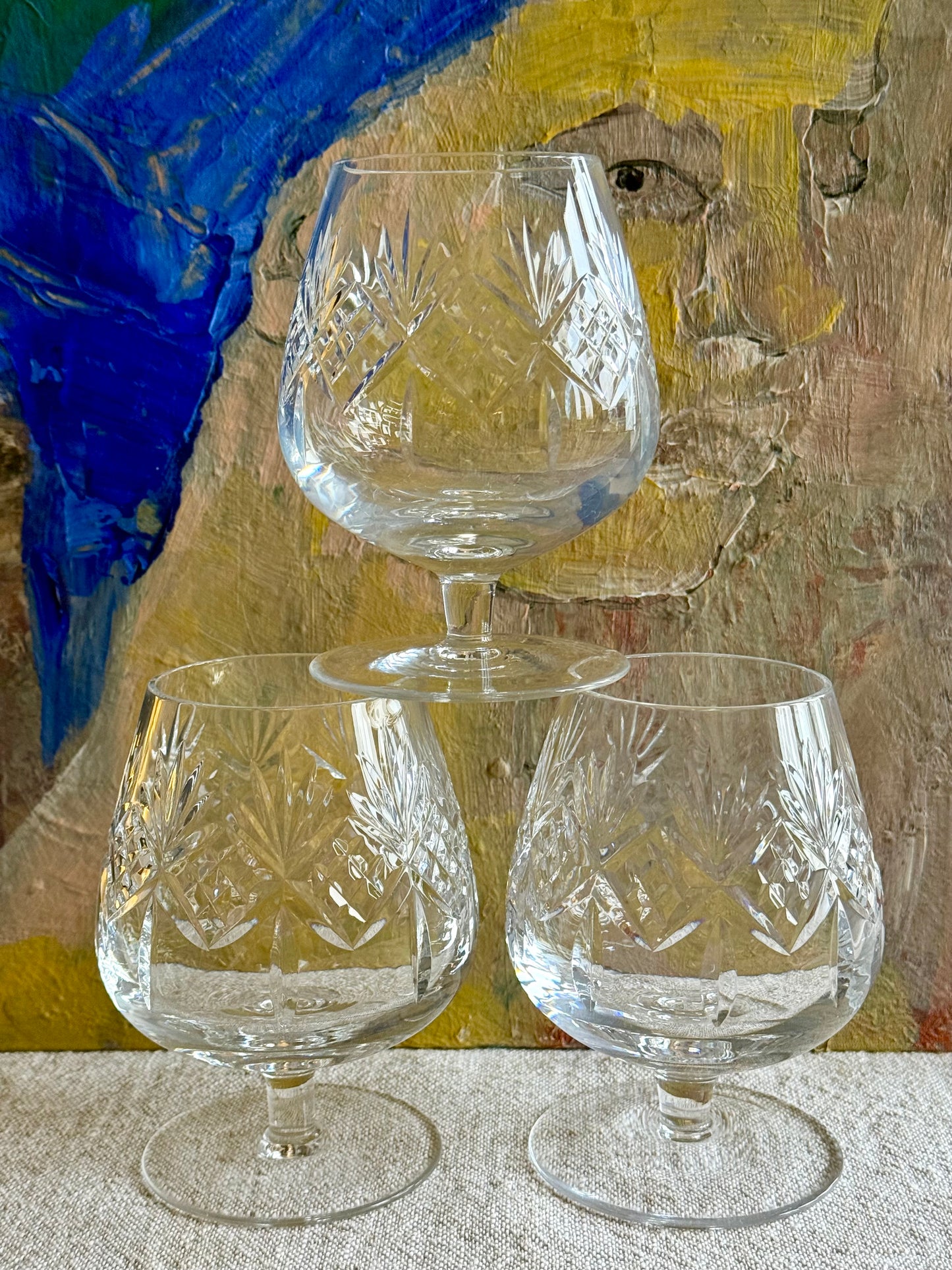 Vintage Crystal Brandy Glasses – Set of 4