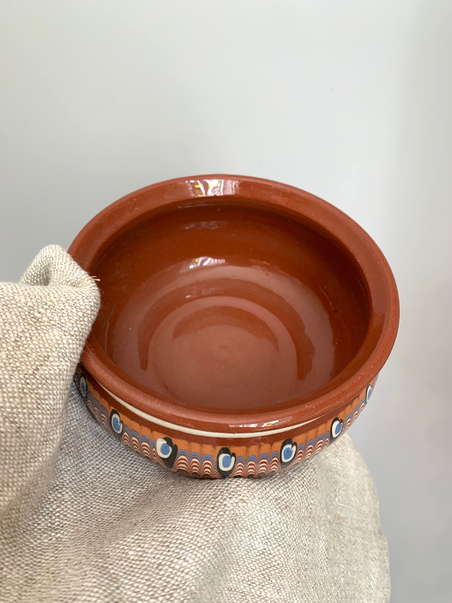 Set of four handmade, ceramic bowls.