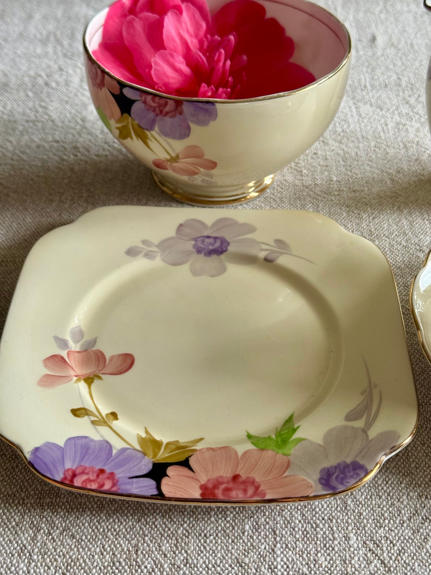 Vintage  Roslyn China hand-painted tea set, made in England