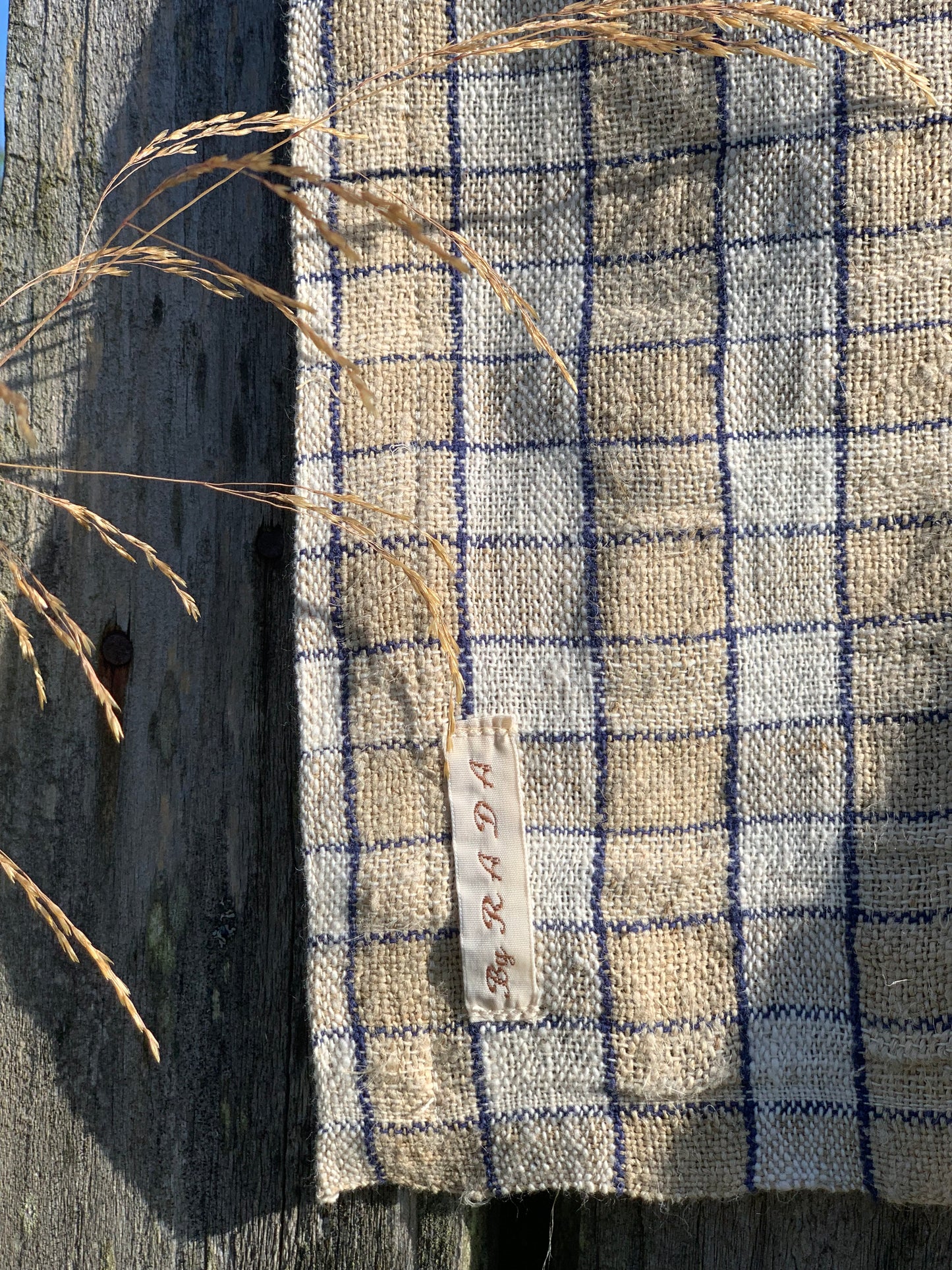 Antique, authentic, handwoven rustic linen / hemp table runner.