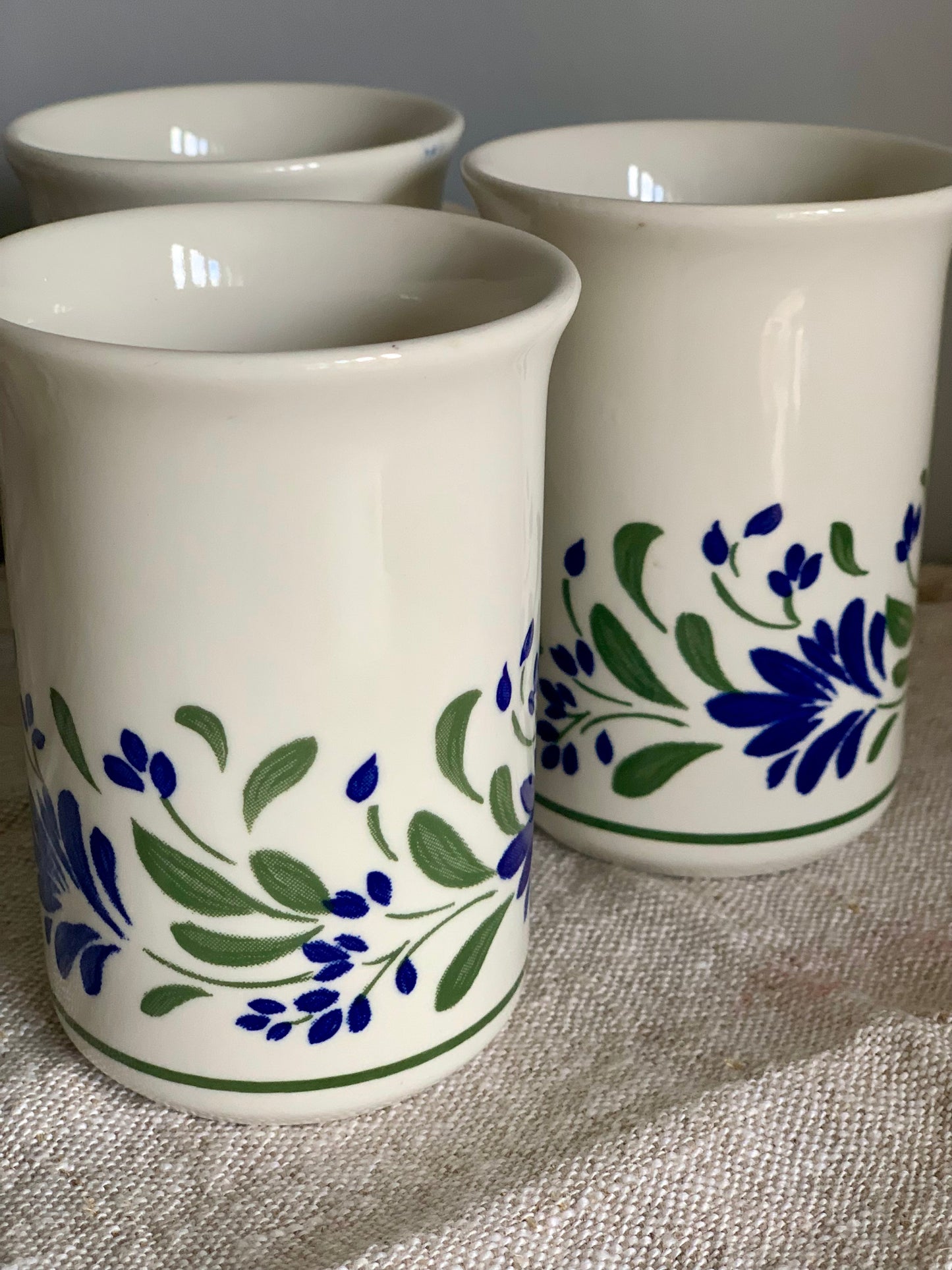 Vintage, hand painted tea mugs.