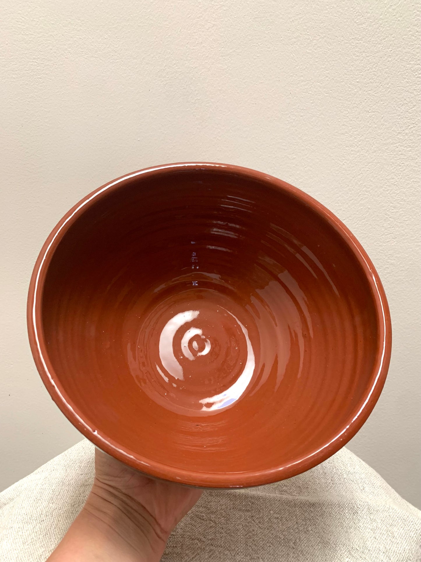 Hand thrown and hand glazed fruit bowl.