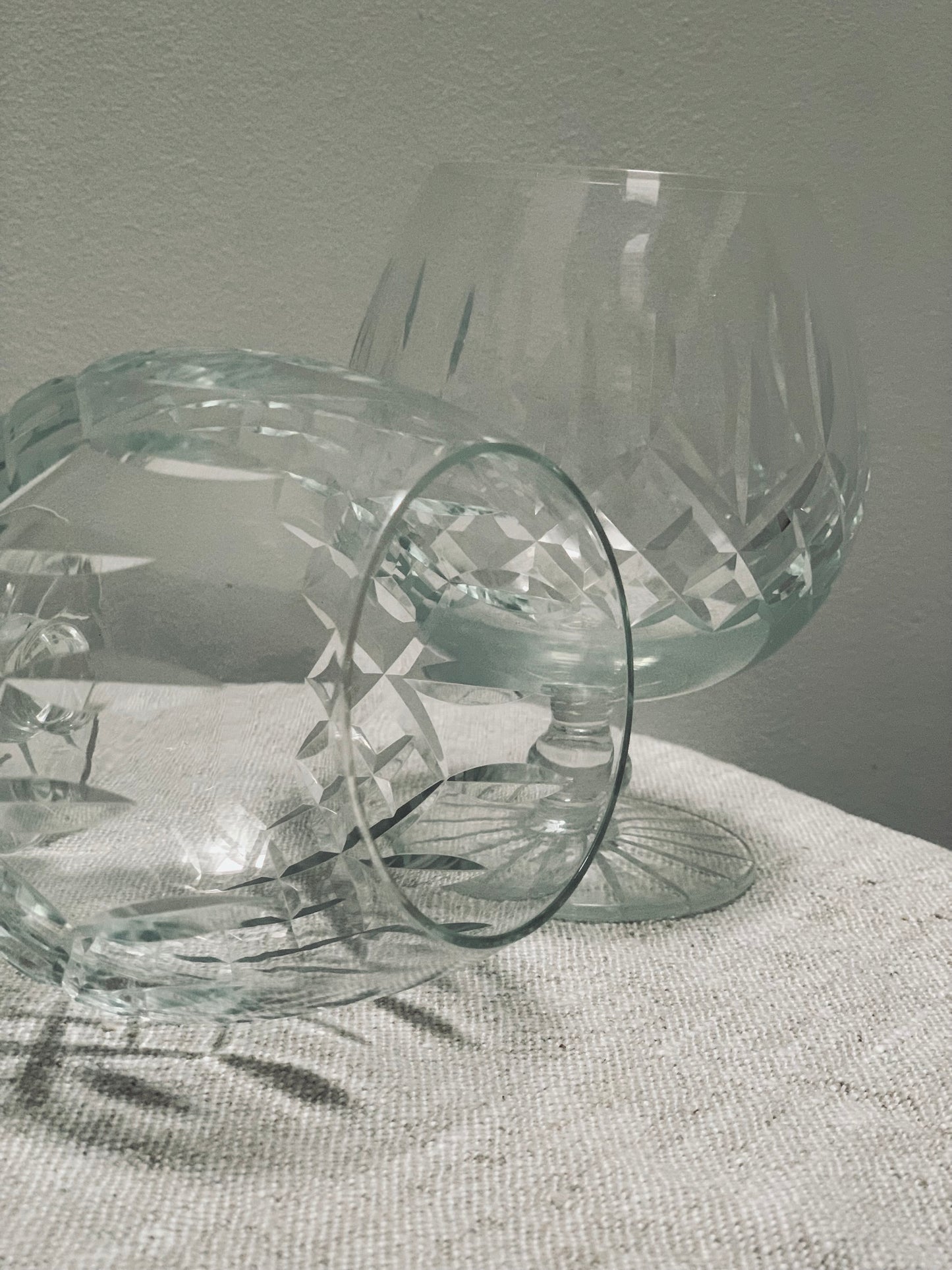 Beautiful, vintage, set of two crystal stemmed glasses.