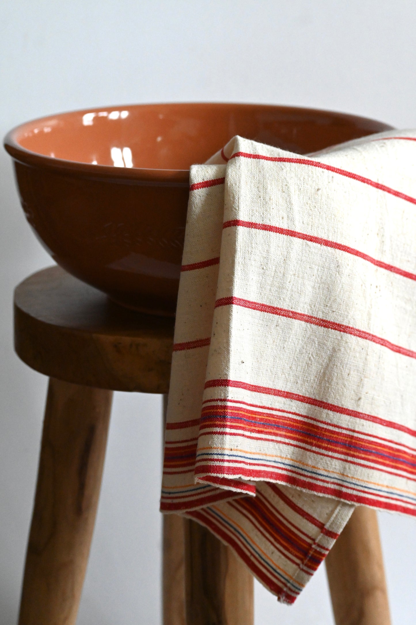 Antique, handwoven cotton tea towel.