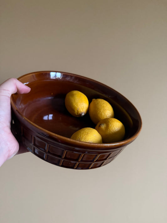 Vintage Tulowice Polish Pottery brown fruit / center piece bowl.