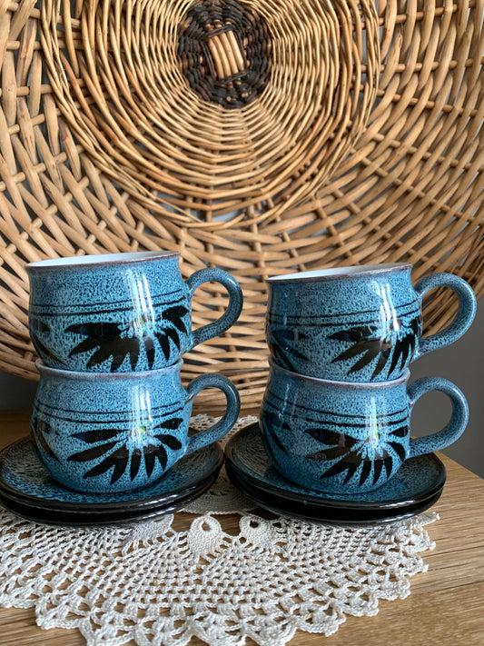 Vintage, handmade pottery coffee set.