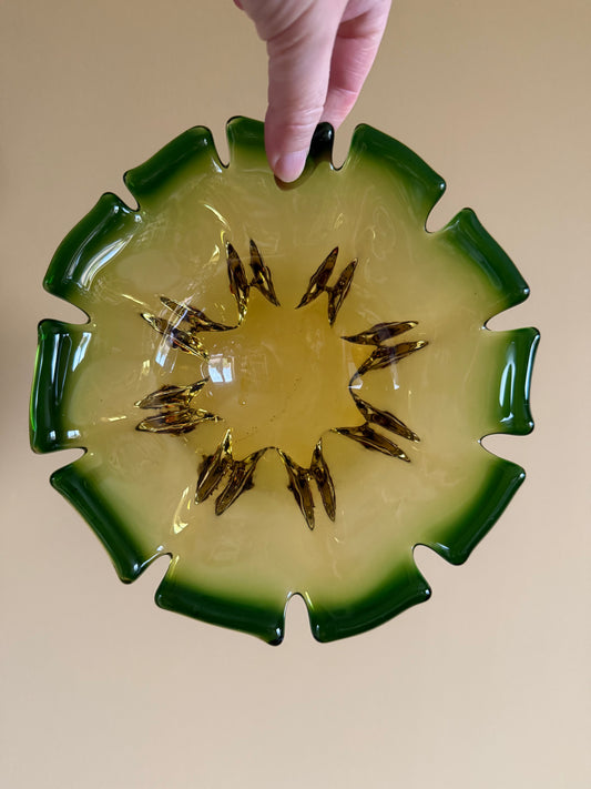 Vintage, handmade art glass bowl.