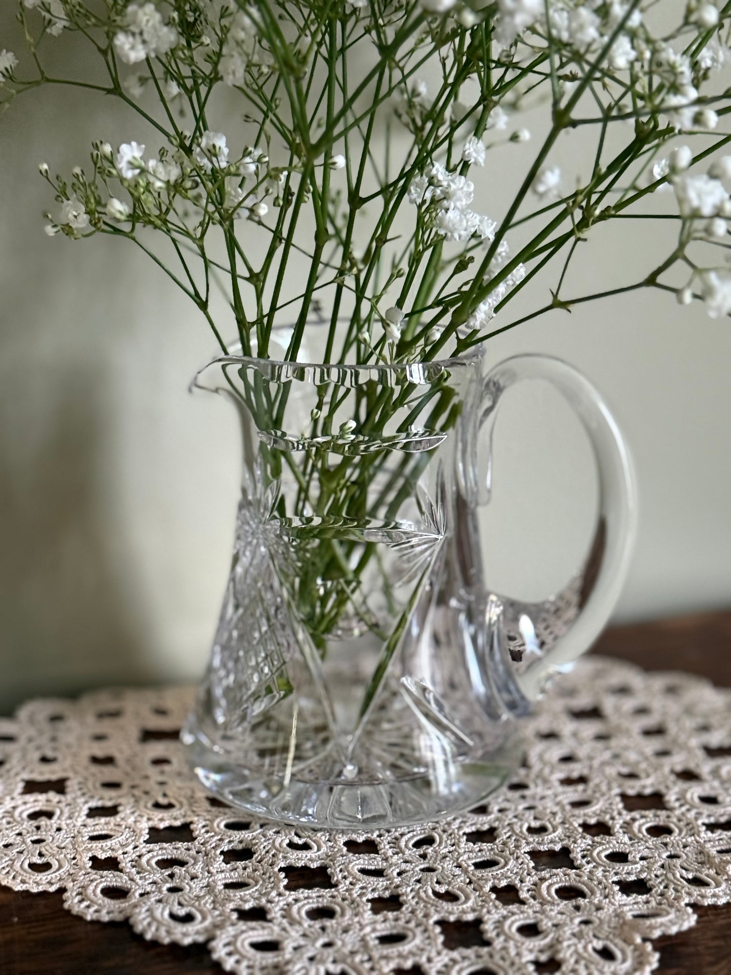 Vintage, new, unused lead crystal creamer and sugar bowl.