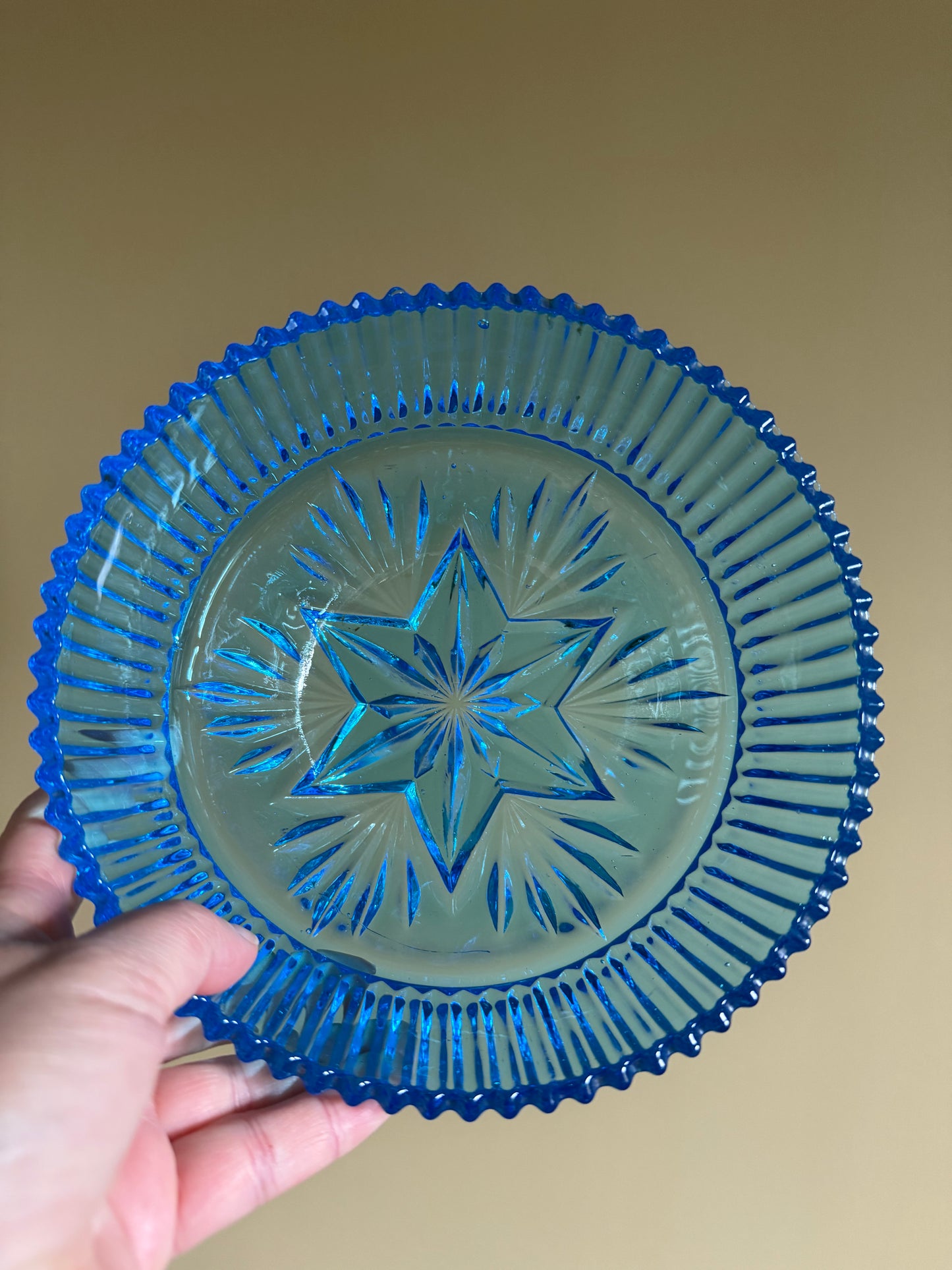 Vintage, blue glass bowl.