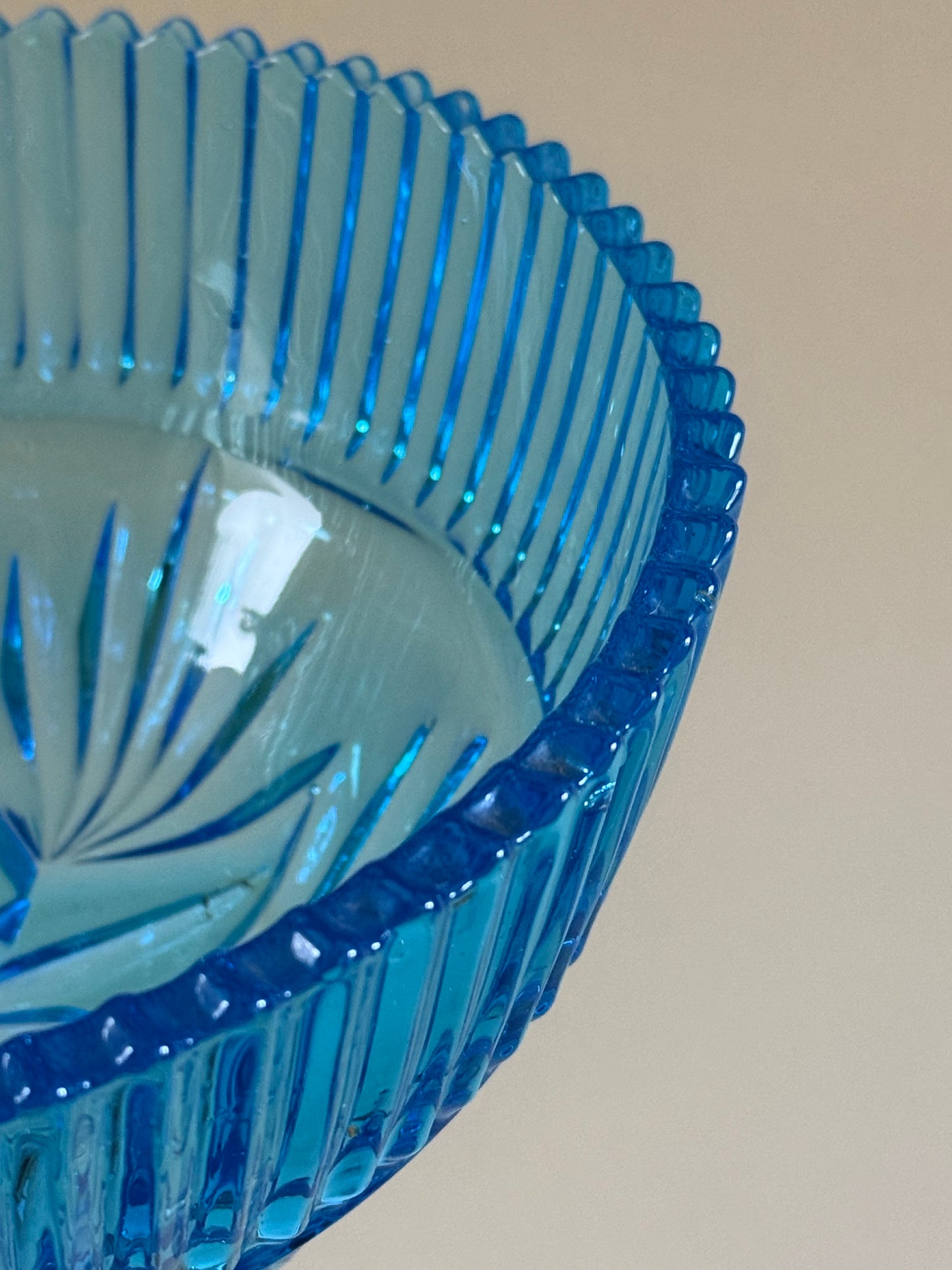 Vintage, blue glass bowl.