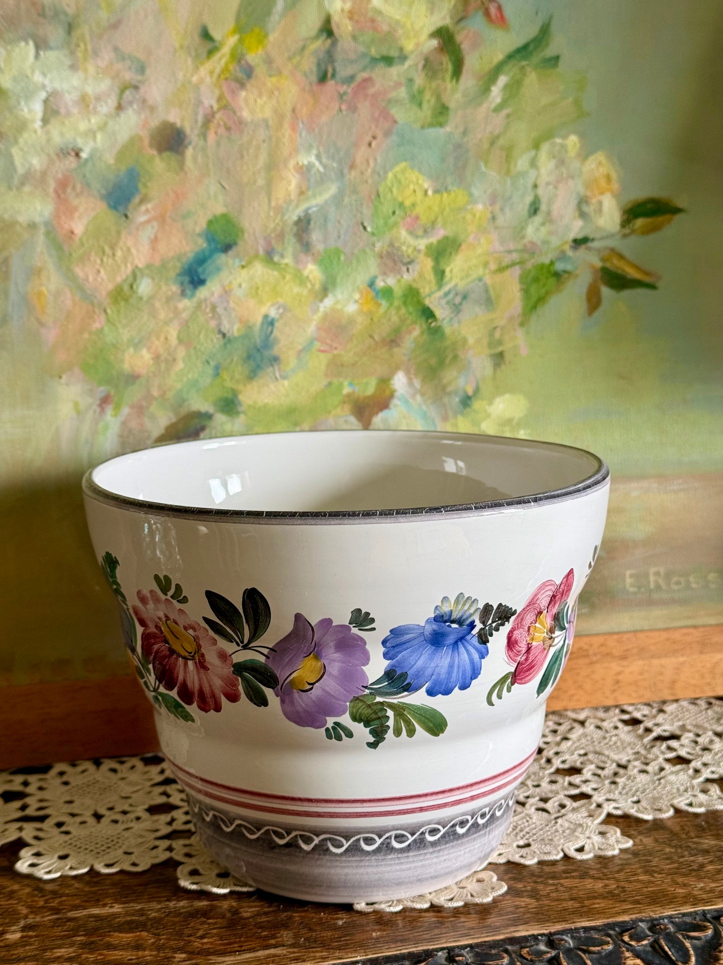 Vintage Austrian hand painted ceramic pot