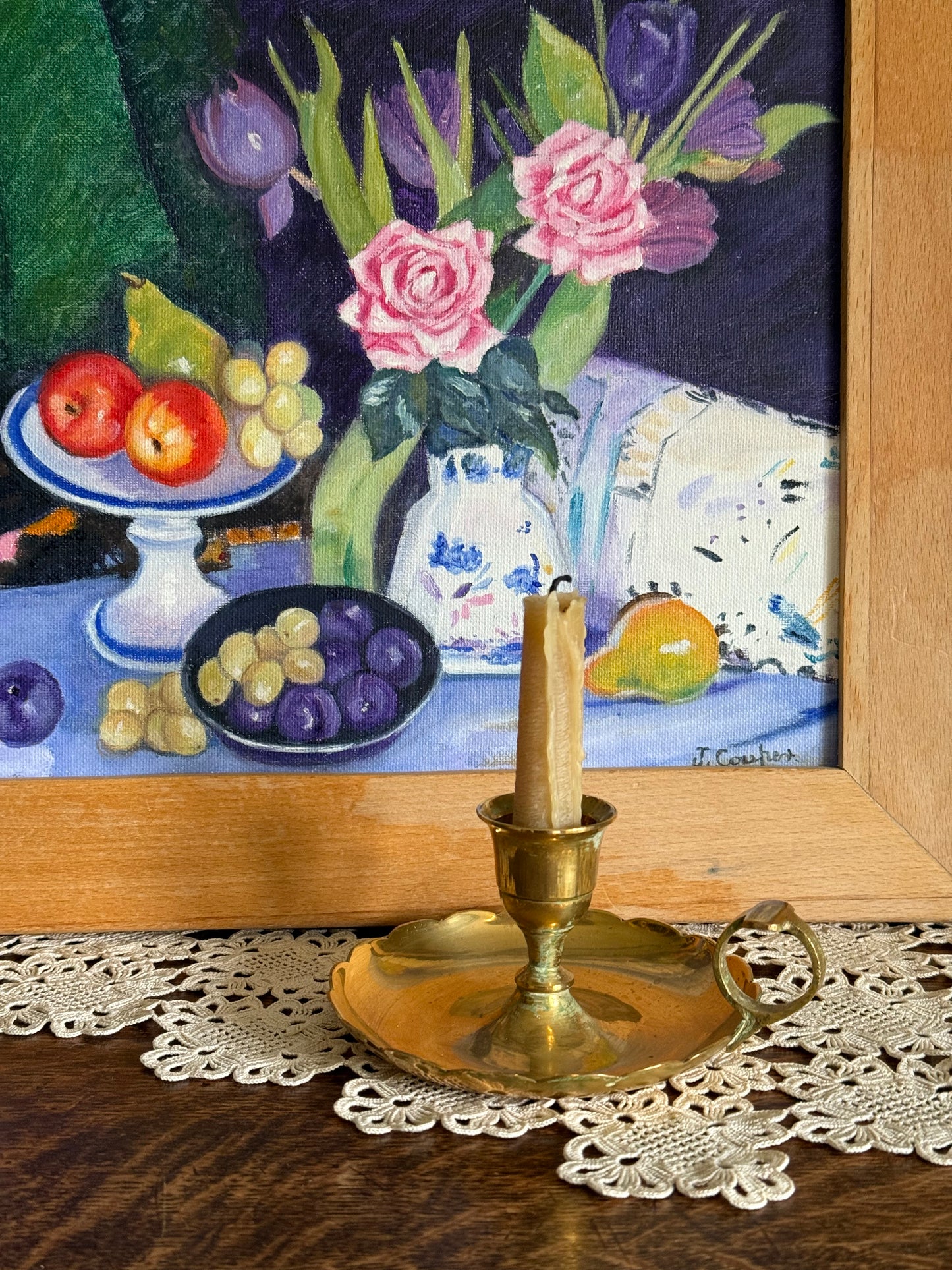 Vintage, solid brass candlestick holder.