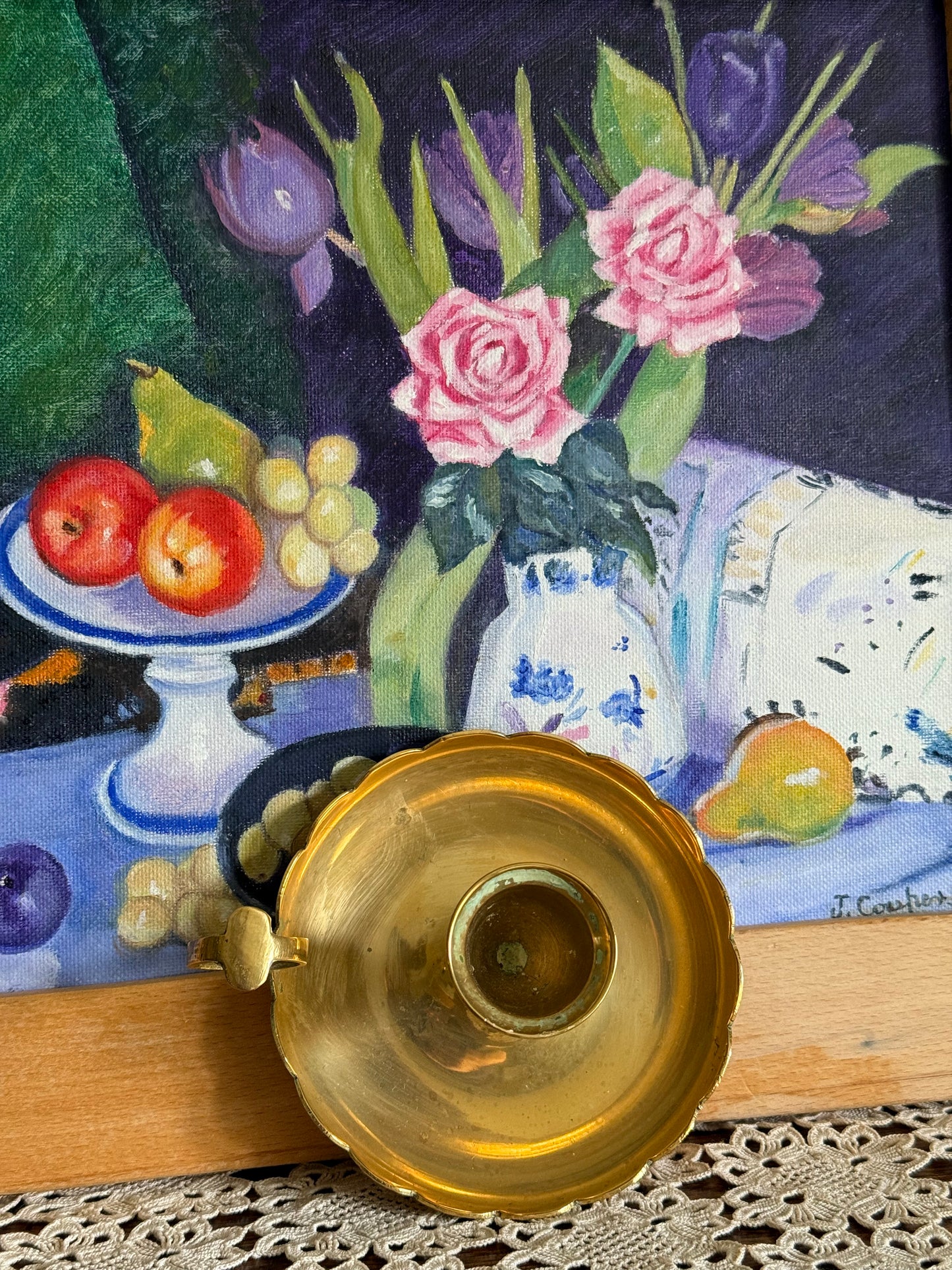 Vintage, solid brass candlestick holder.