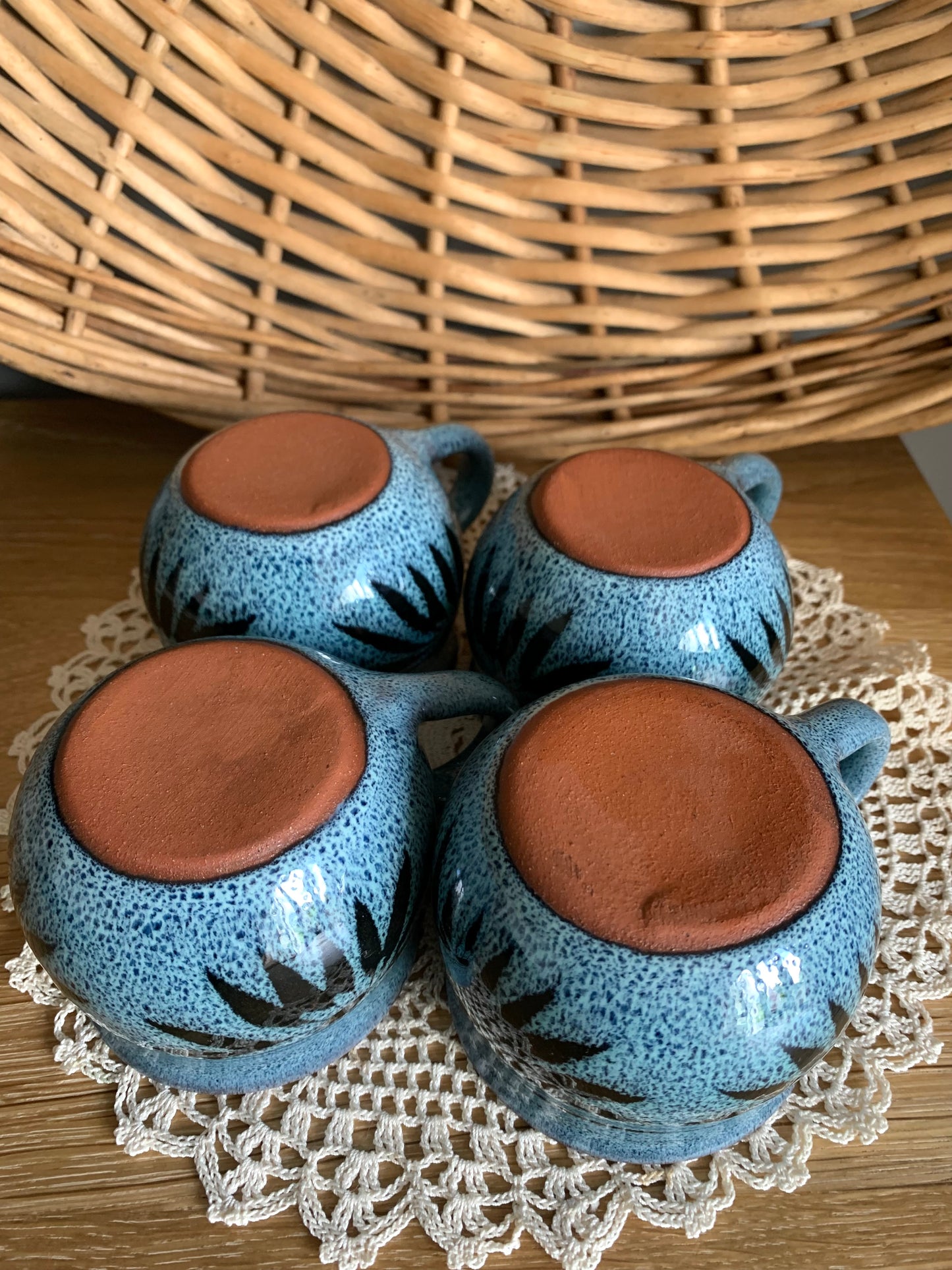 Vintage, handmade pottery coffee set.