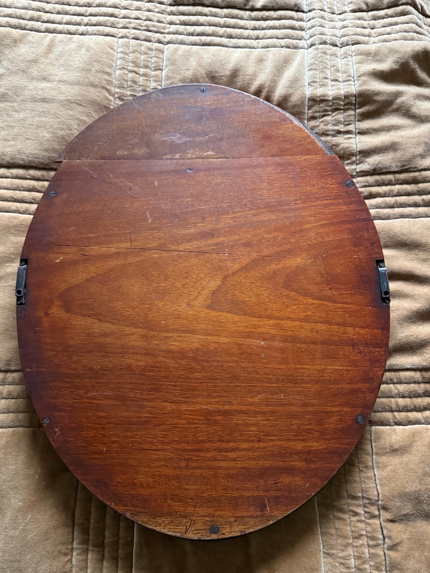 Vintage Oval Mahogany Style Wooden Wall Mirror – Classic Mid-Century