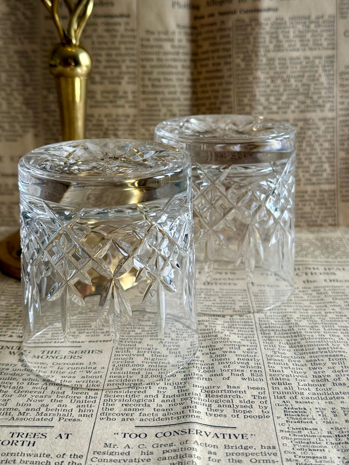 Vintage Edinburgh crystal whiskey glasses.