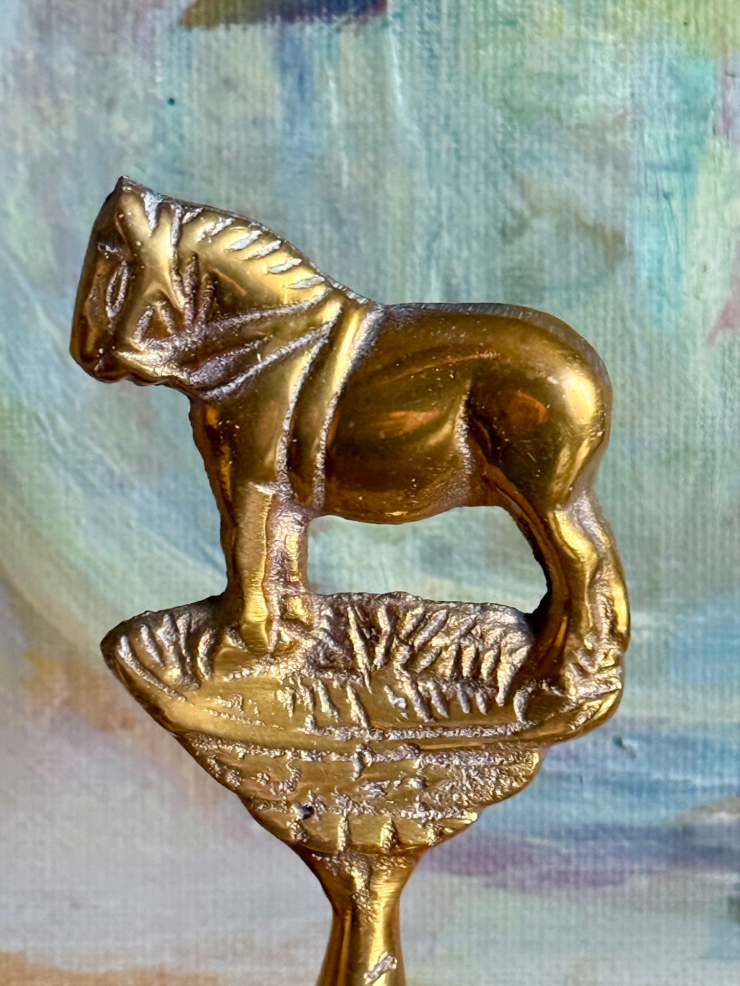 Vintage Brass Bell with Horse Finial – Made in India