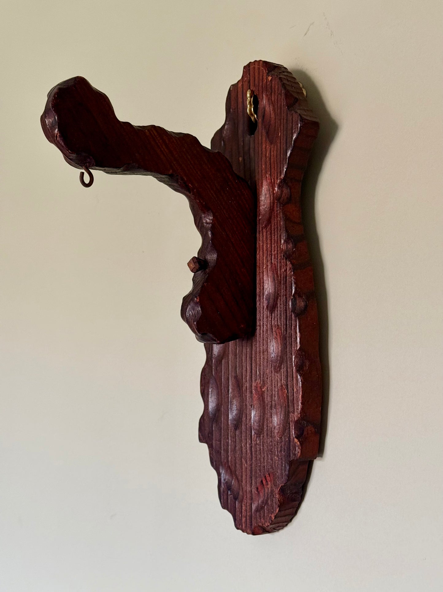 Vintage Wooden Wall Hook – Rustic Alpine / Black Forest Style