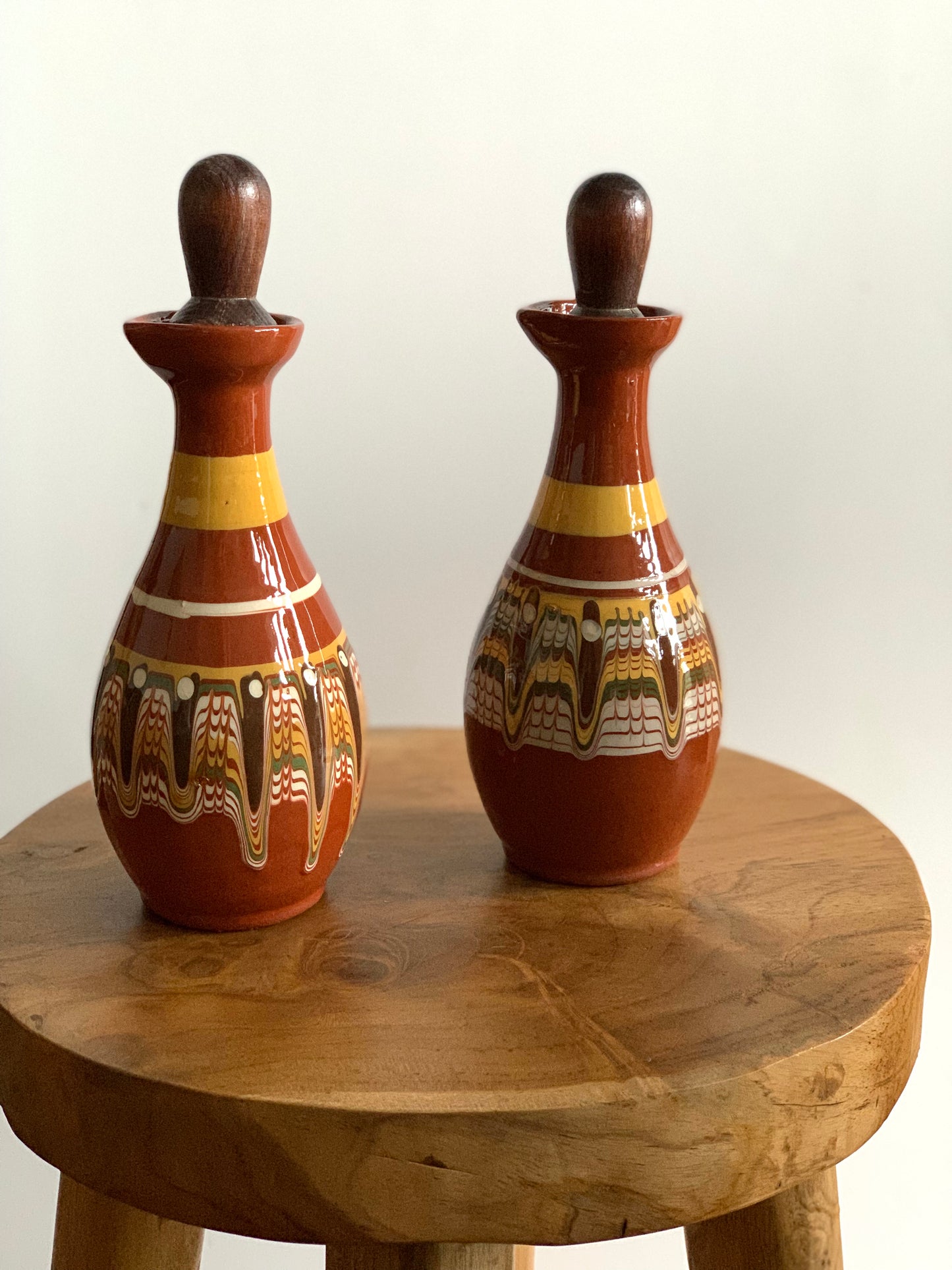 Vintage terracotta oil & vinegar set.