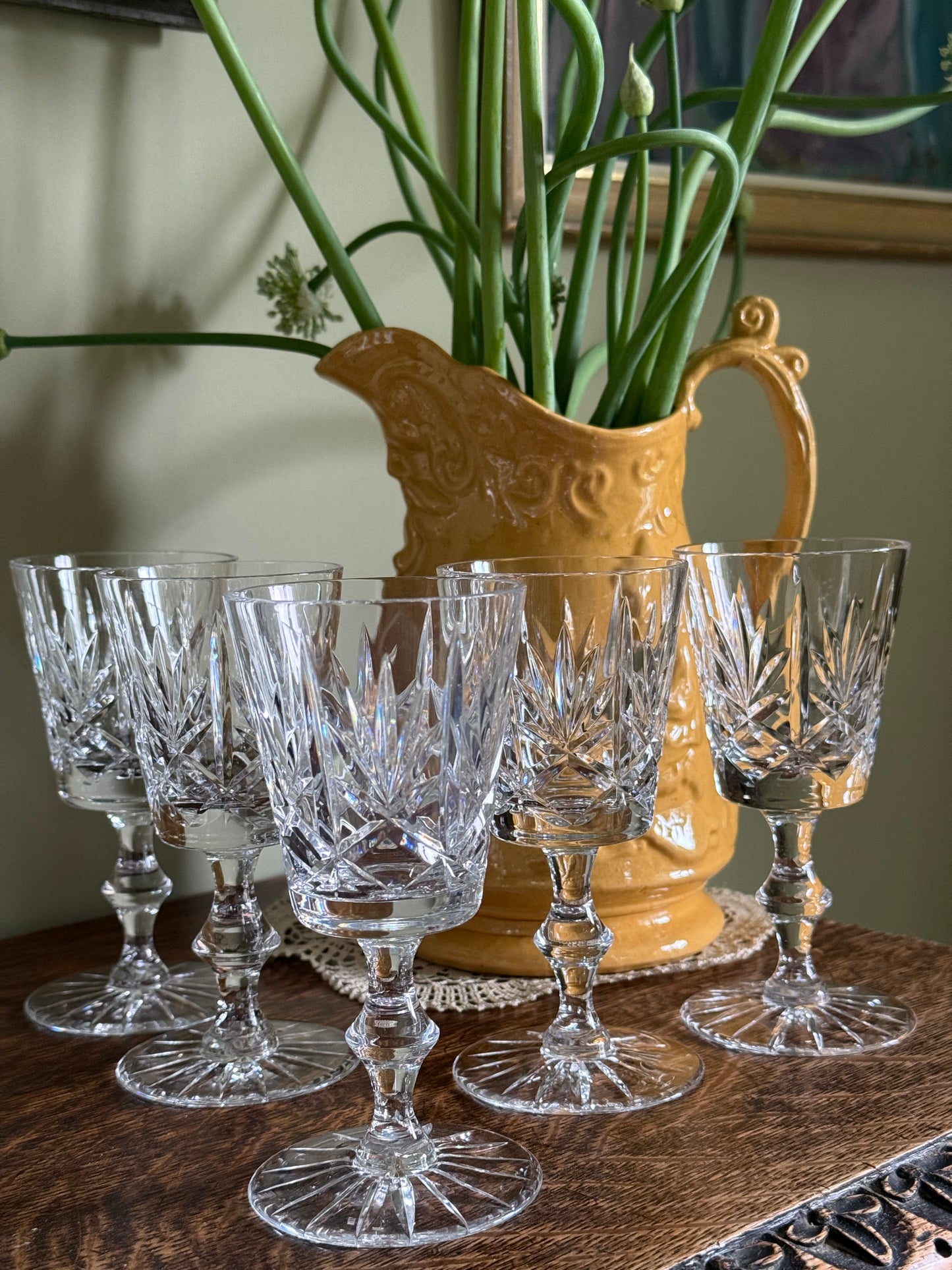 High quality, vintage crystal stemmed glasses.