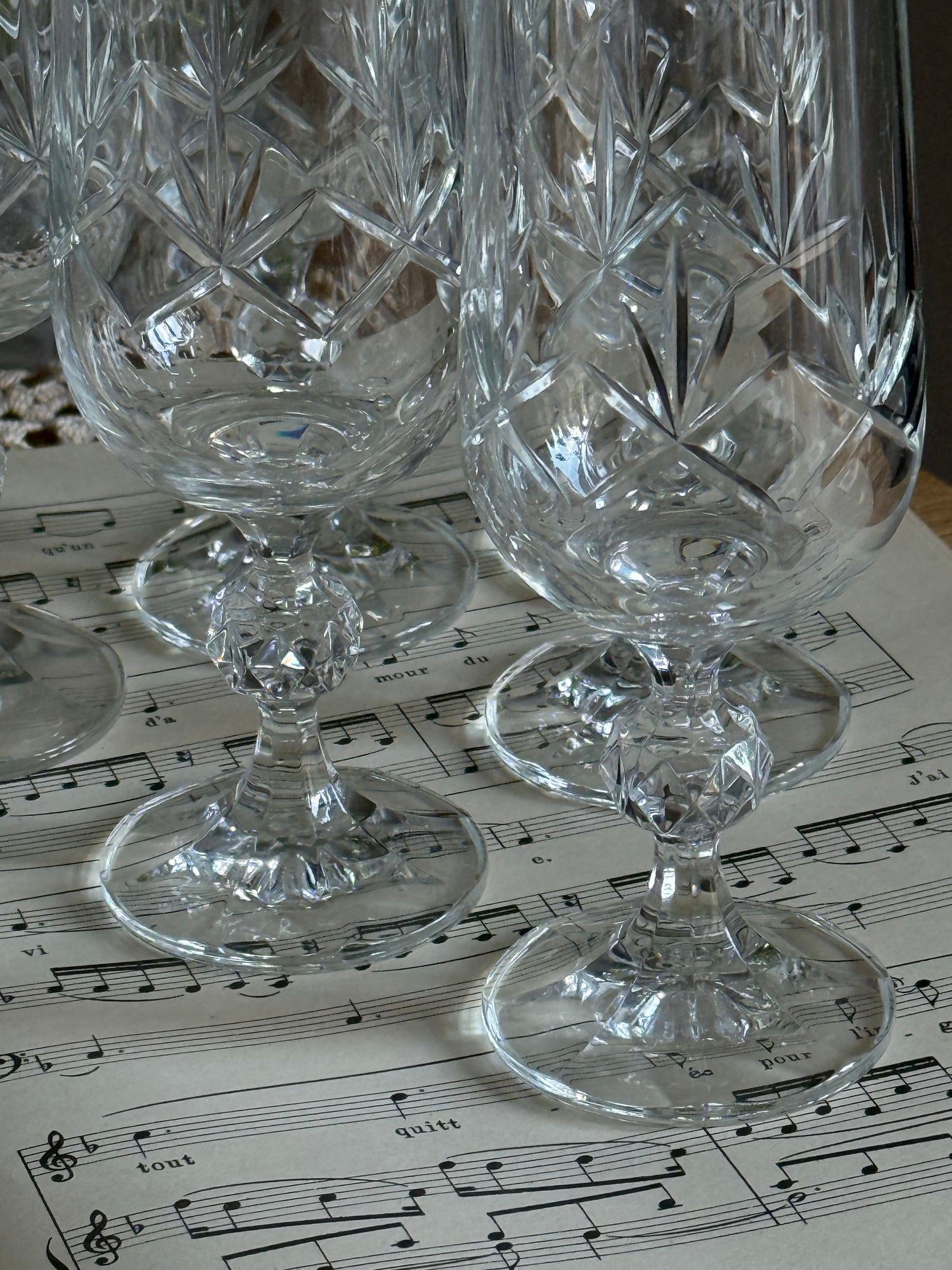 Stunning, vintage crystal stemmed glasses.