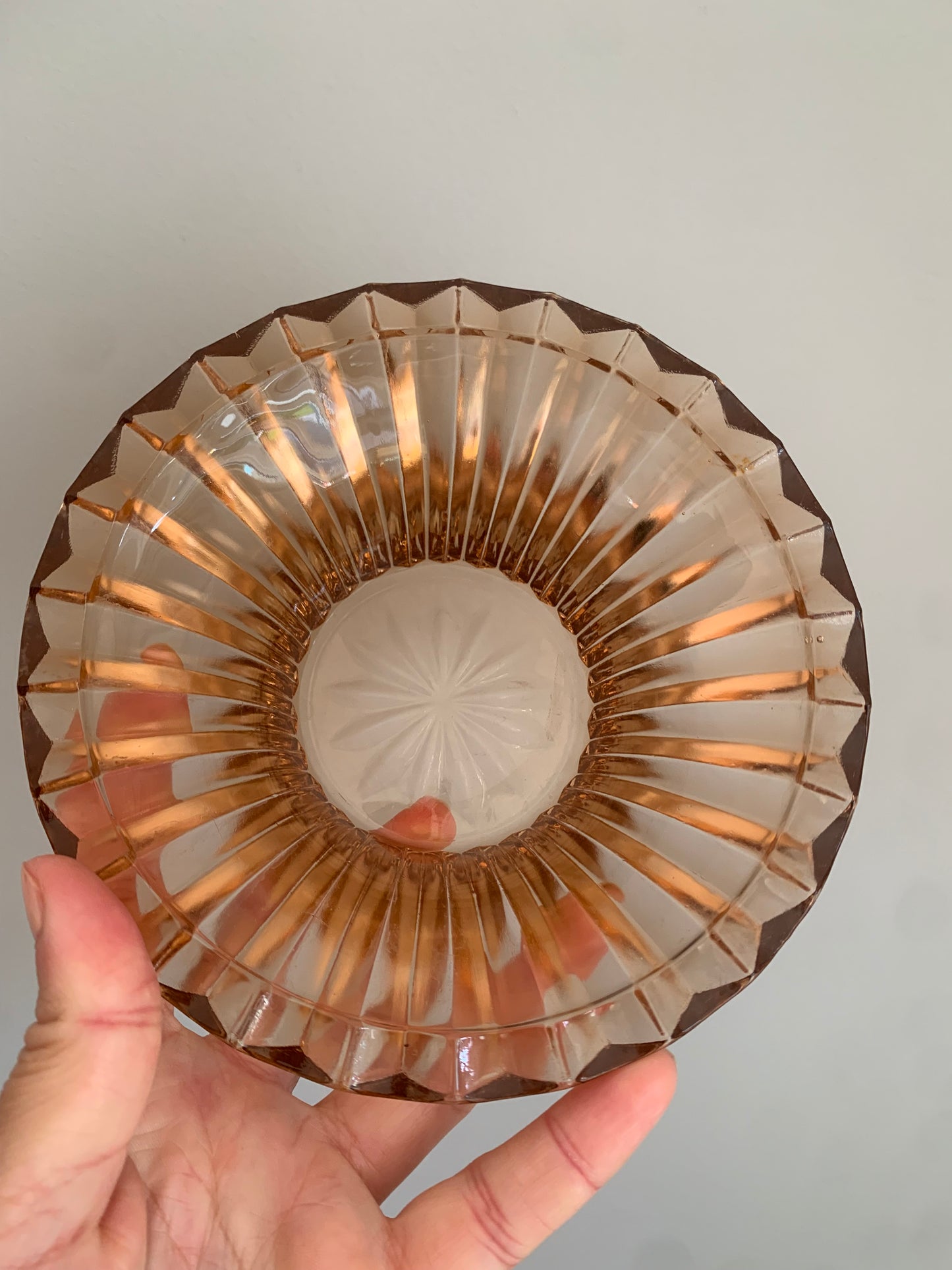 Vintage, caramel coloured glass dessert bowls.