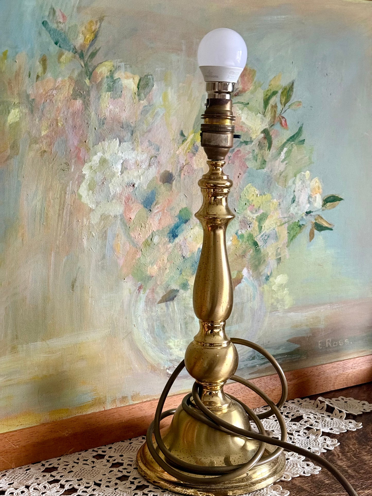 Vintage Solid Brass Table Lamp Base – Made in England – Classic Traditional Bedside Light