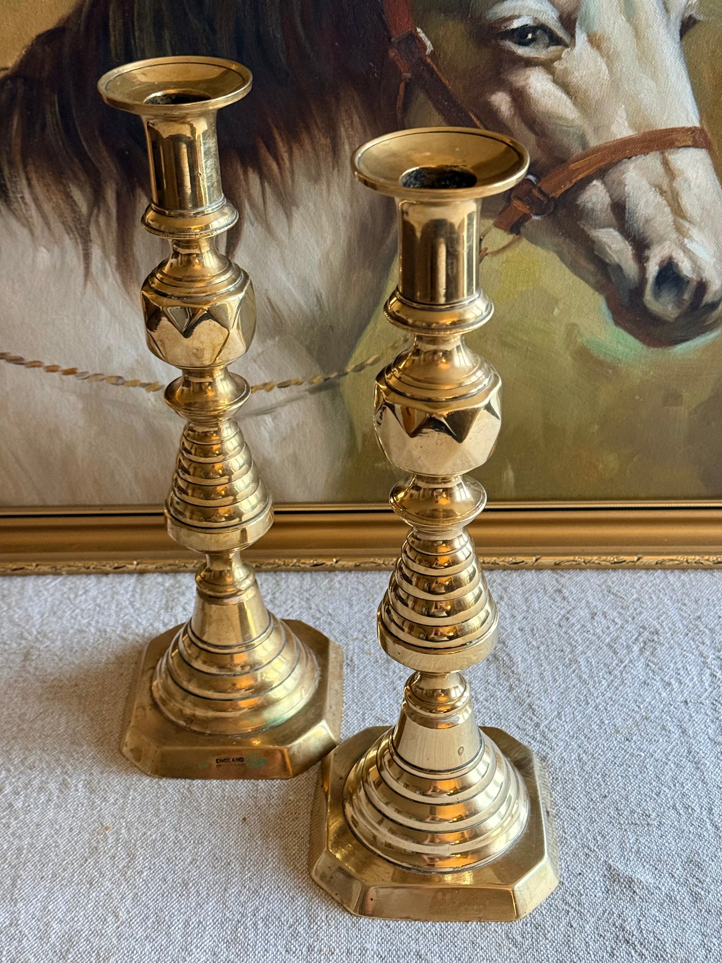Solid brass large candlestick holders.