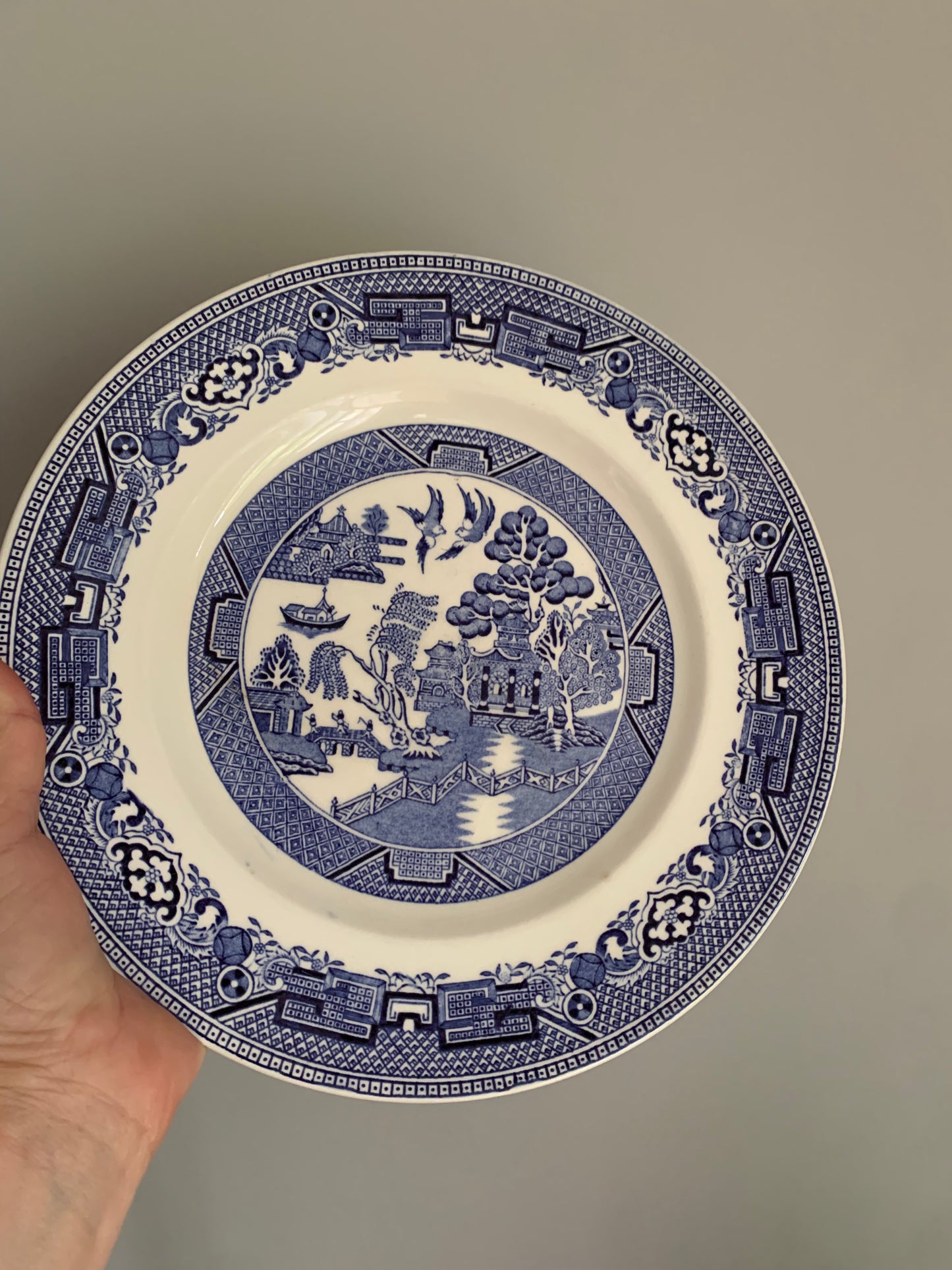 Vintage blue and white dinner plate.