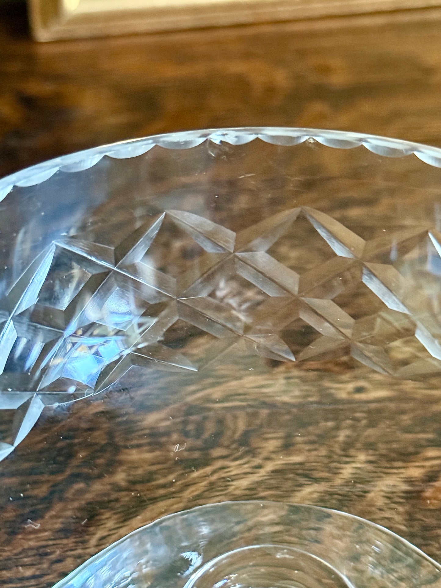 Set of 5 Vintage Cut Crystal Coupe Glasses / Dessert Bowls – Diamond Cut, Star Base
