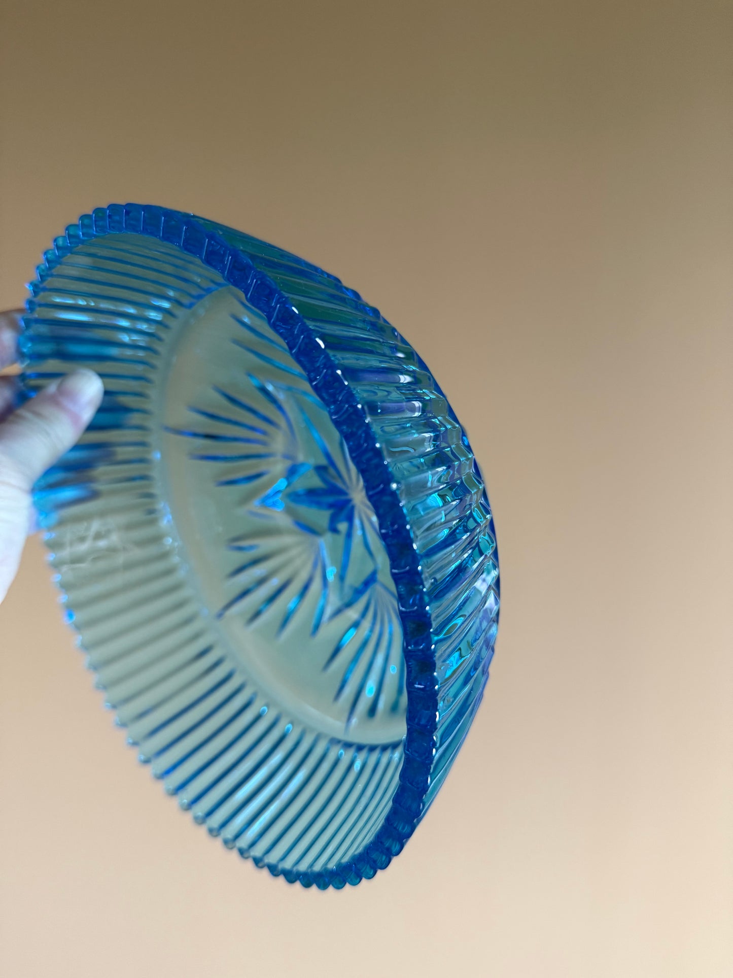 Vintage, blue glass bowl.
