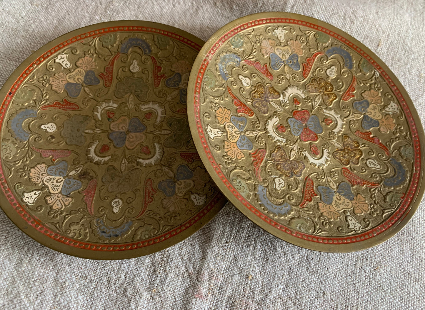 Vintage, brass wall plates.