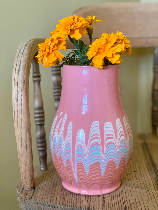 Hand thrown folk art ceramic vase.