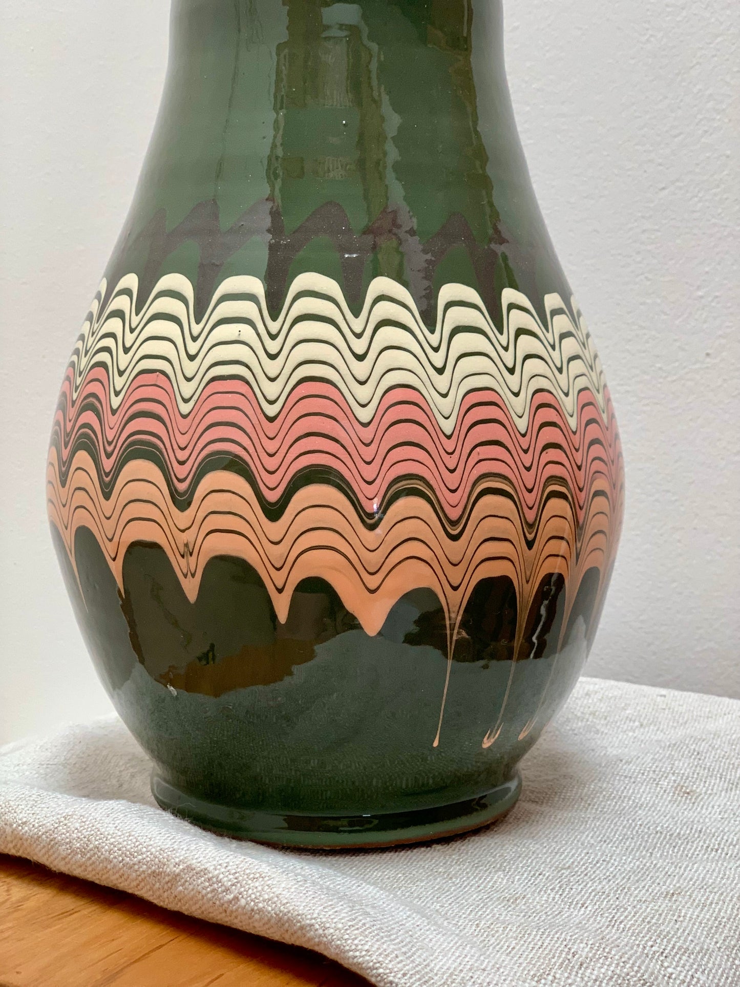 Hand thrown and hand painted, large ceramic vase.