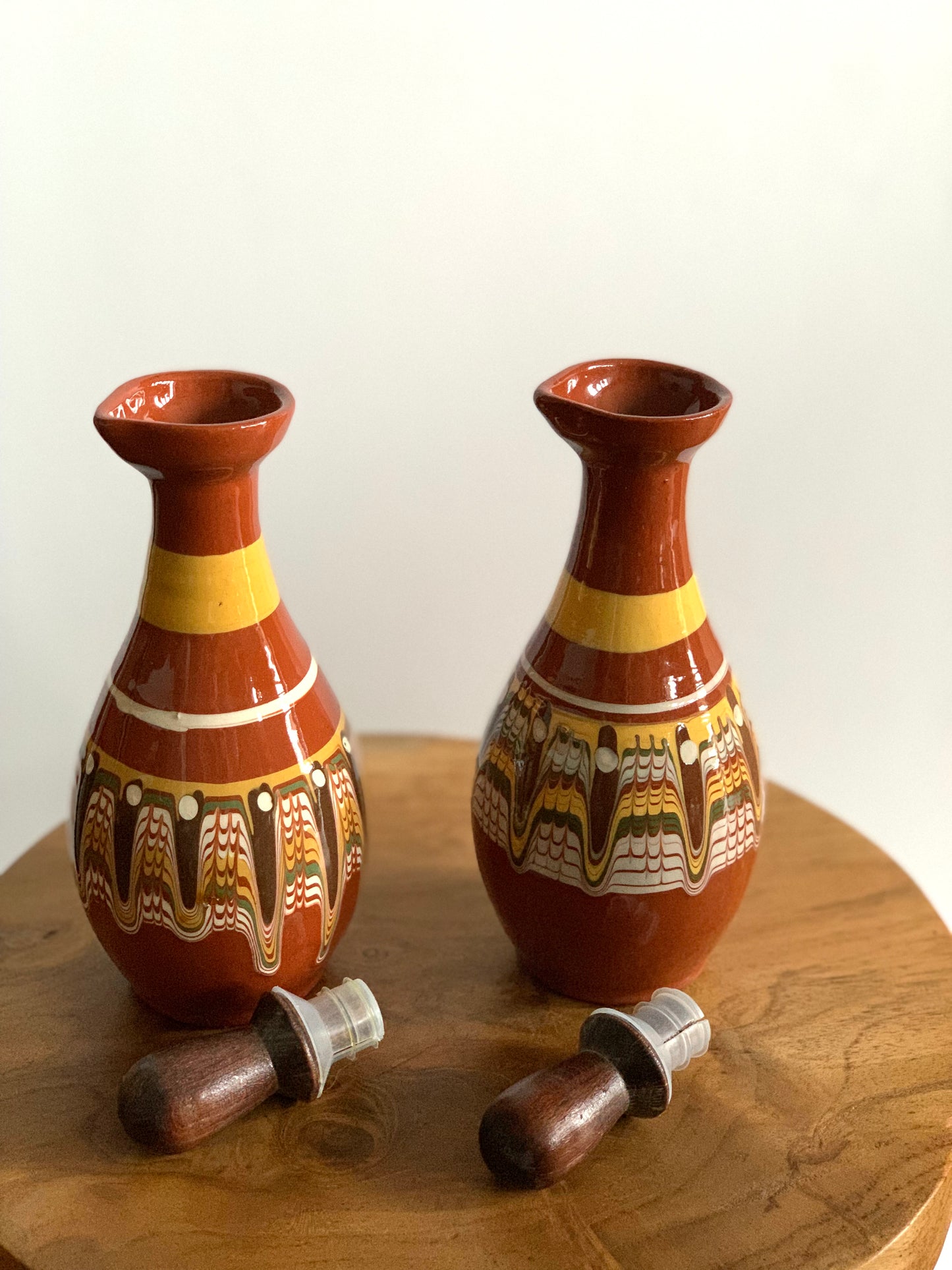 Vintage terracotta oil & vinegar set.