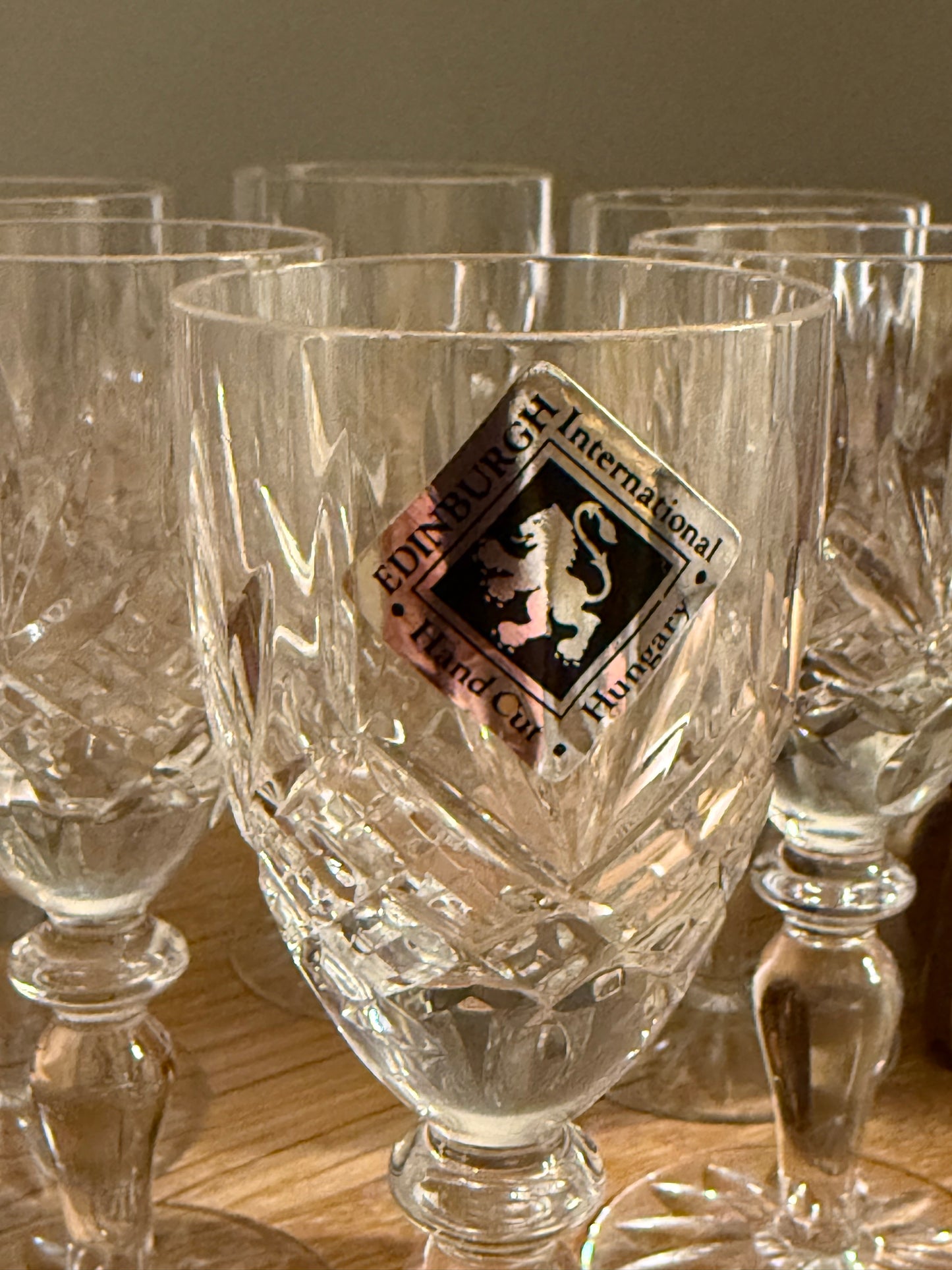 Set of 6 vintage crystal shot glasses.
